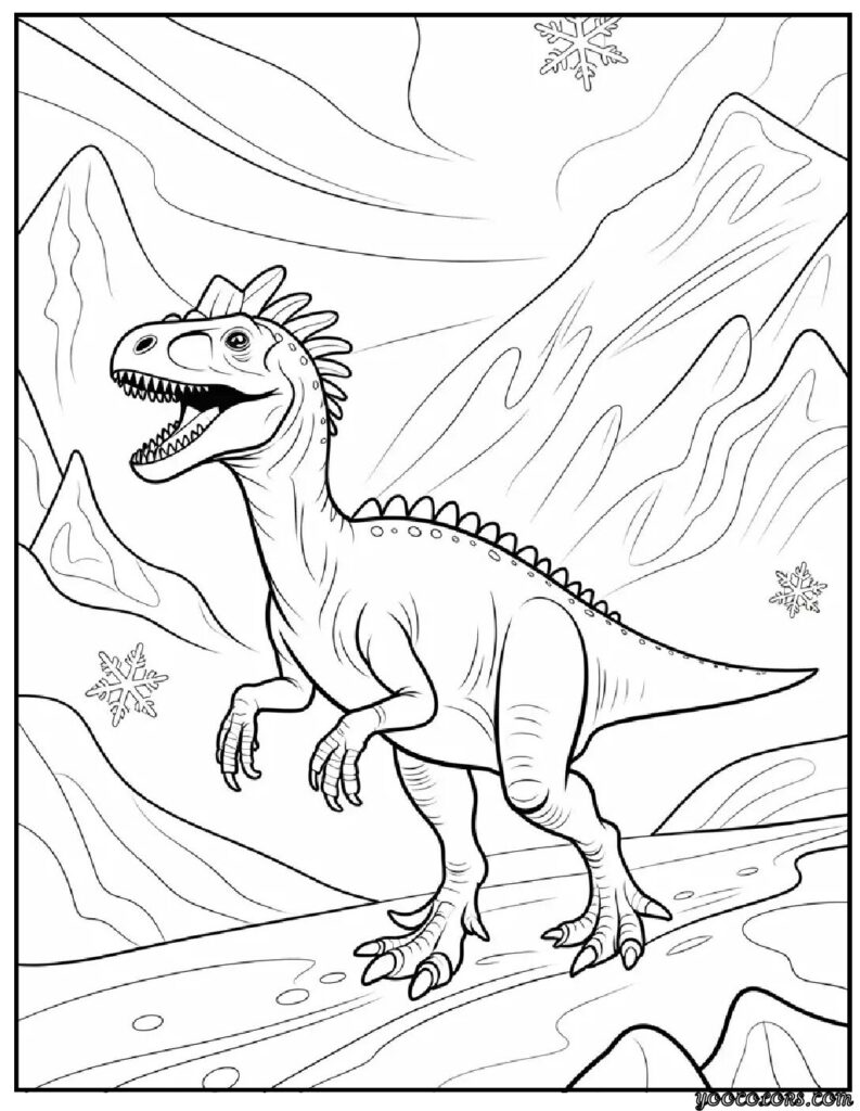 Real Dinosaur Coloring Pages – Free & Realistic Printables 10 real dinosaur coloring pages Cryolophosaurus in Ice Age.webp pdf