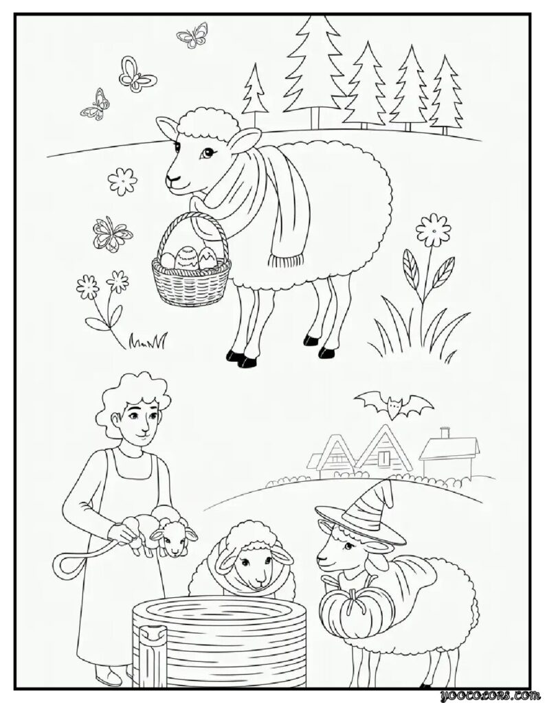 Sheep Coloring Pages: Free, Printable, and Fun for All Ages 15 sheep coloring pages easter sheep with egg basket lamb.webp pdf
