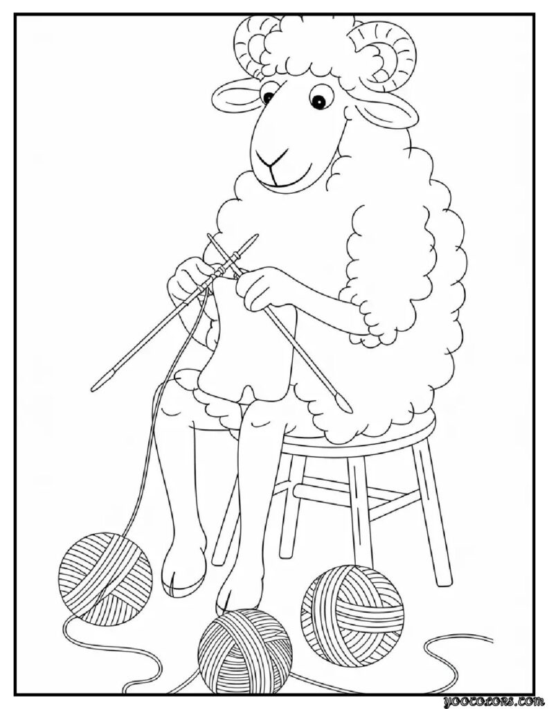 Sheep Coloring Pages: Free, Printable, and Fun for All Ages 12 sheep coloring pages sheep knitting with wool cartoon sheep.webp pdf