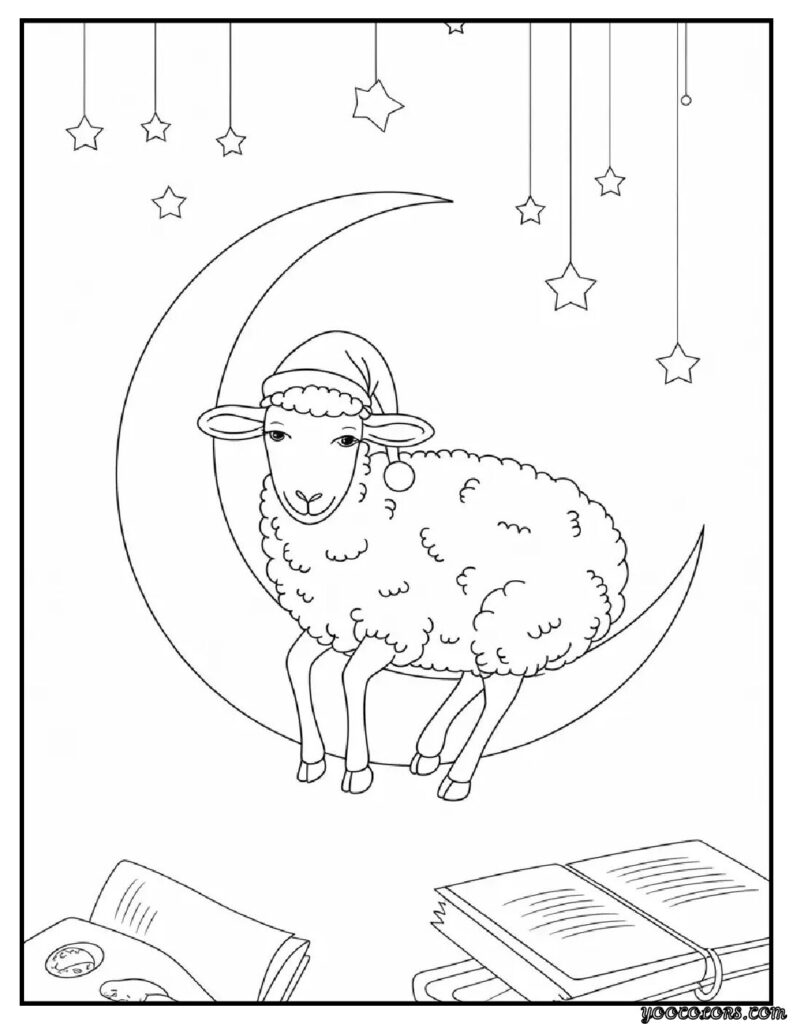 Sheep Coloring Pages: Free, Printable, and Fun for All Ages 17 sheep coloring pages sleepy moon sheep sheep wearing.webp pdf