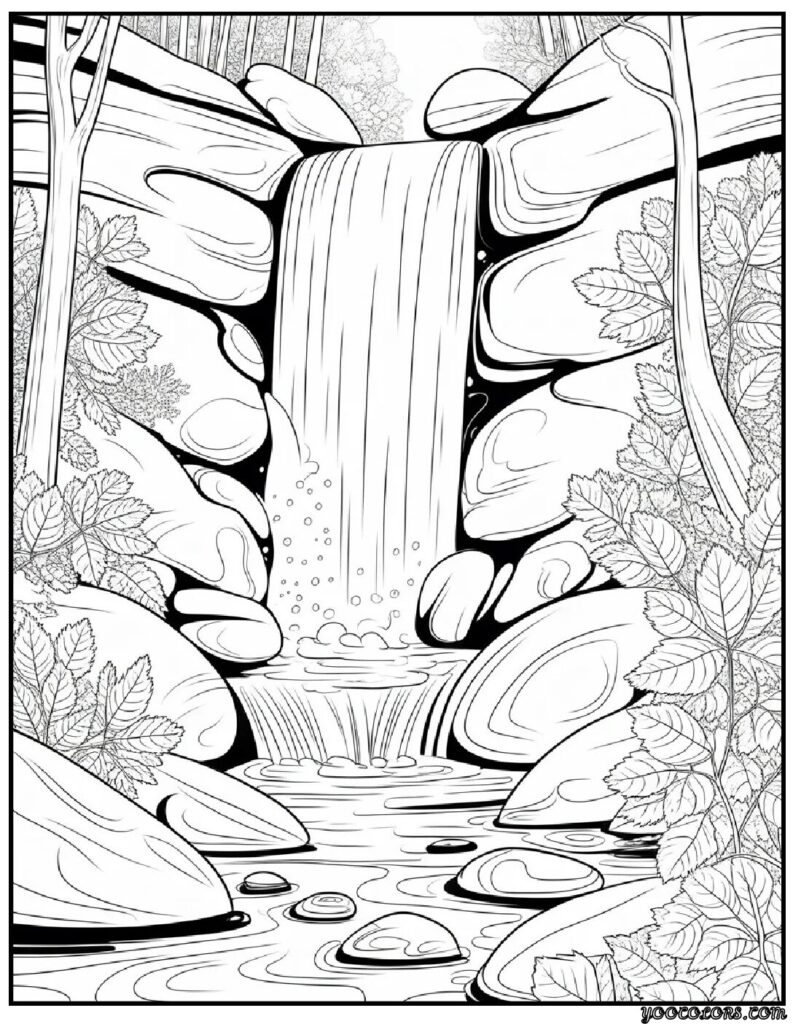 Autumn Fall Coloring Pages – Cozy, Printable & Fun for All Ages 7 waterfall in fall.webp autumn fall coloring pages pdf
