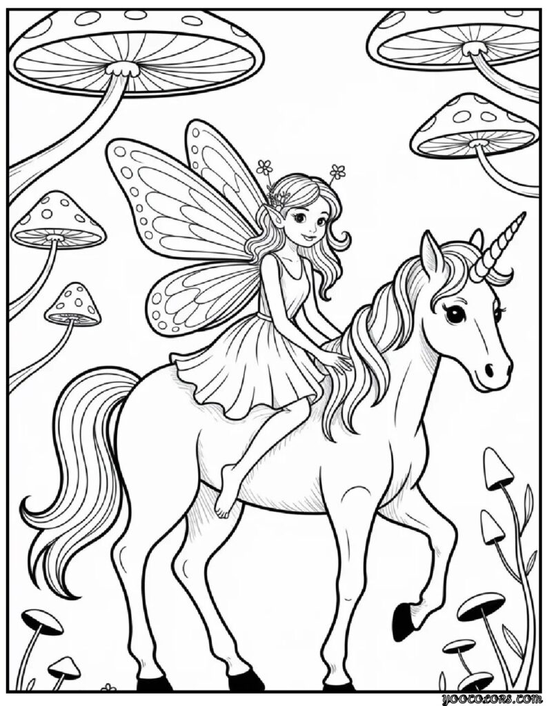 Fairy and Unicorn Coloring Pages: Magical Adventures in Every Stroke 8 Fairy and Unicorn Coloring Pages 5 pdf