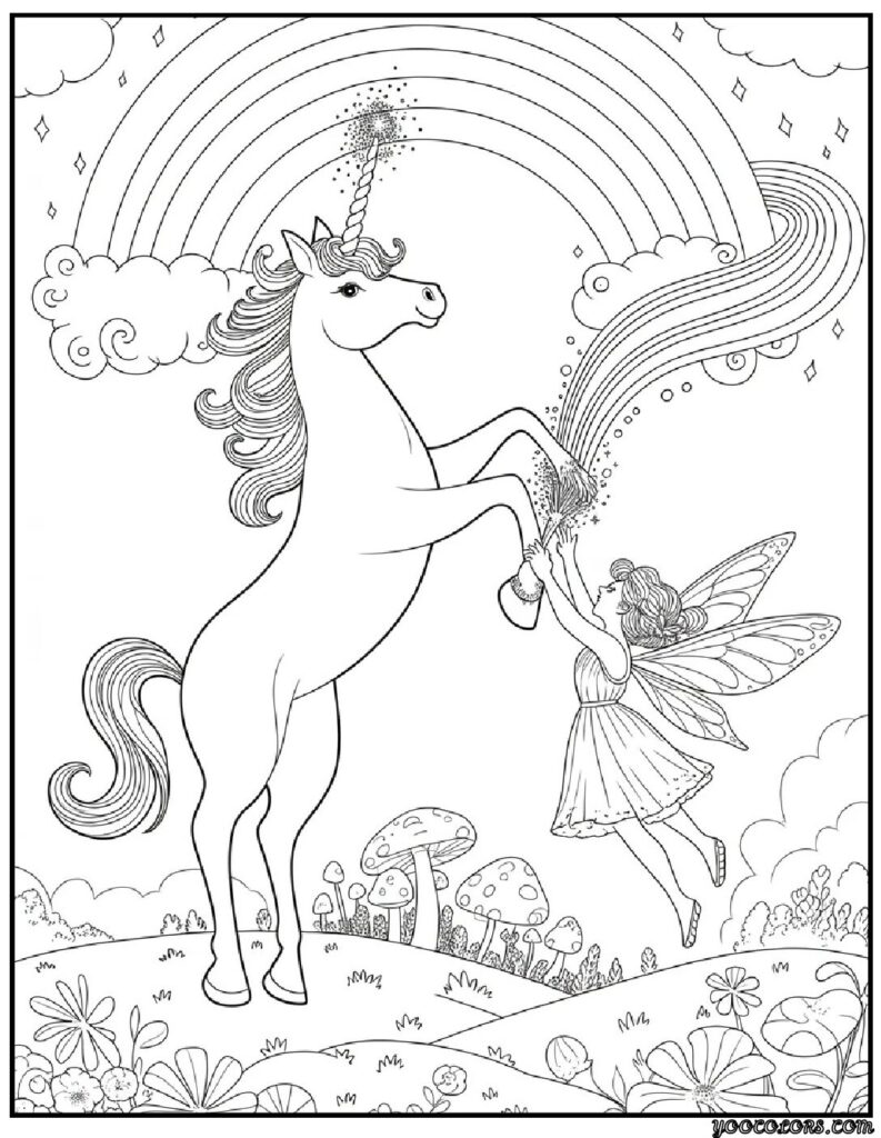 Fairy and Unicorn Coloring Pages: Magical Adventures in Every Stroke 5 Fairy and Unicorn Coloring Pages 6 pdf