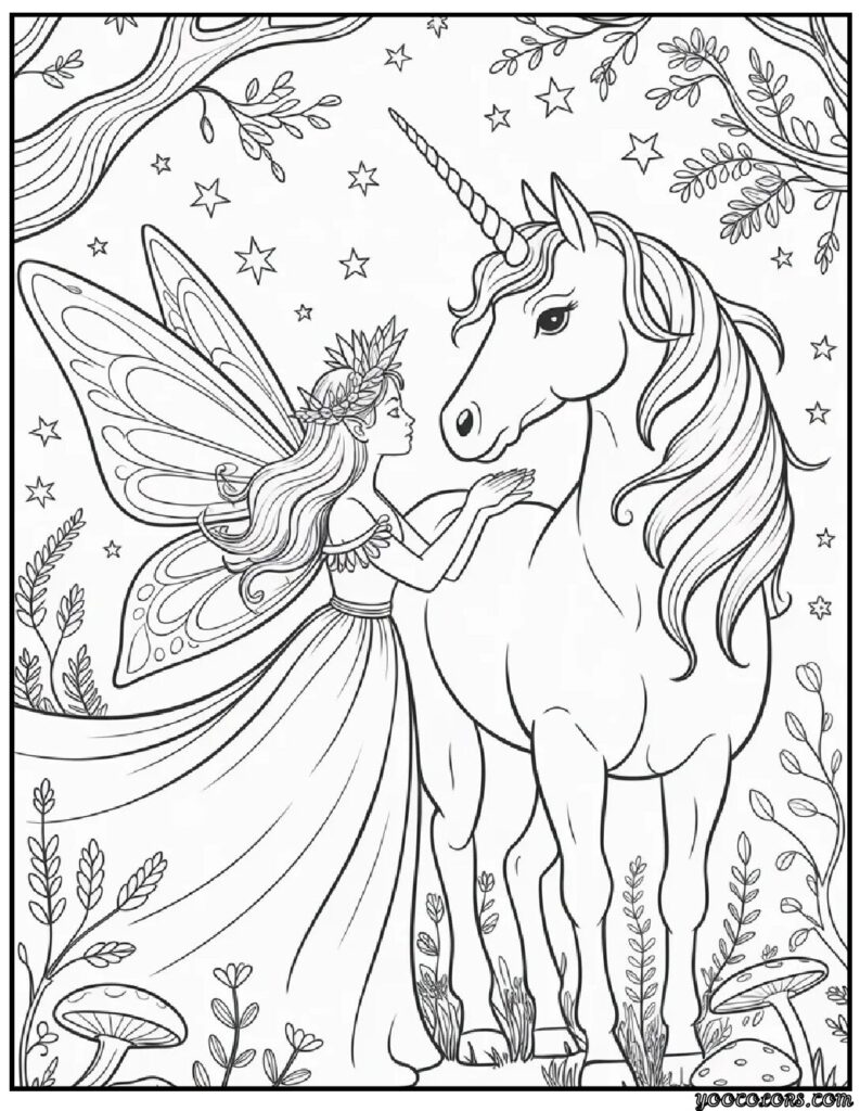 Fairy and Unicorn Coloring Pages: Magical Adventures in Every Stroke 3 Fairy and Unicorn Coloring Pages 8 pdf