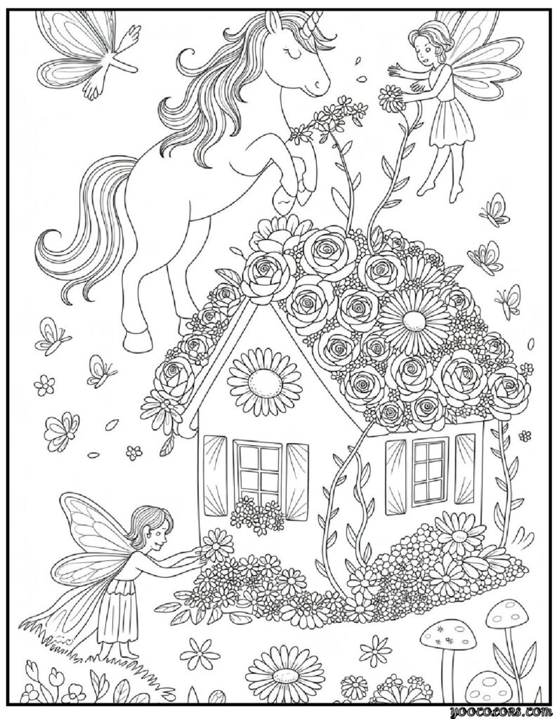 Fairy and Unicorn Coloring Pages: Magical Adventures in Every Stroke 4 Fairy and Unicorn Coloring Pages 9 pdf