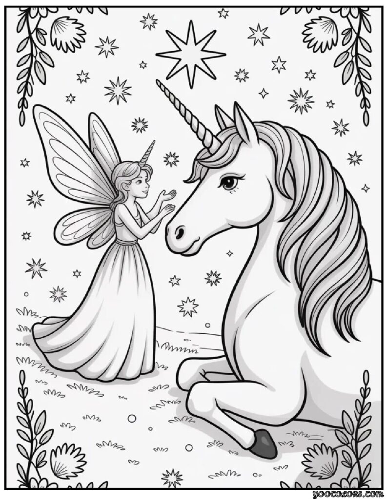 Fairy and Unicorn Coloring Pages: Magical Adventures in Every Stroke 11 Fairy and Unicorn Coloring Pages pdf