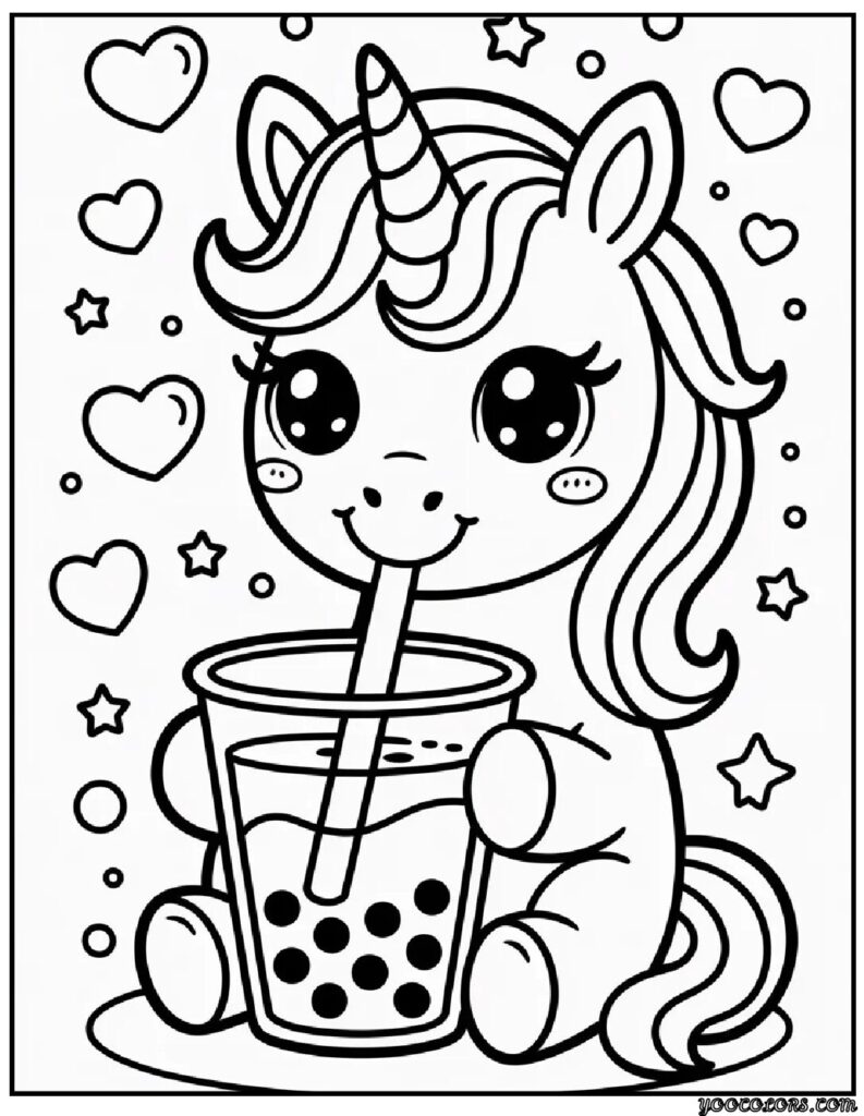 Kawaii unicorn coloring pages 2 pdf