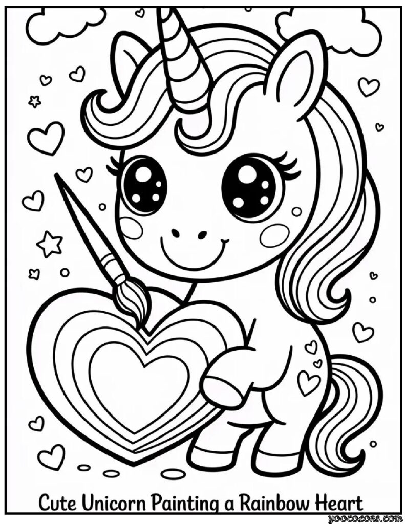 Kawaii unicorn coloring pages 3 pdf
