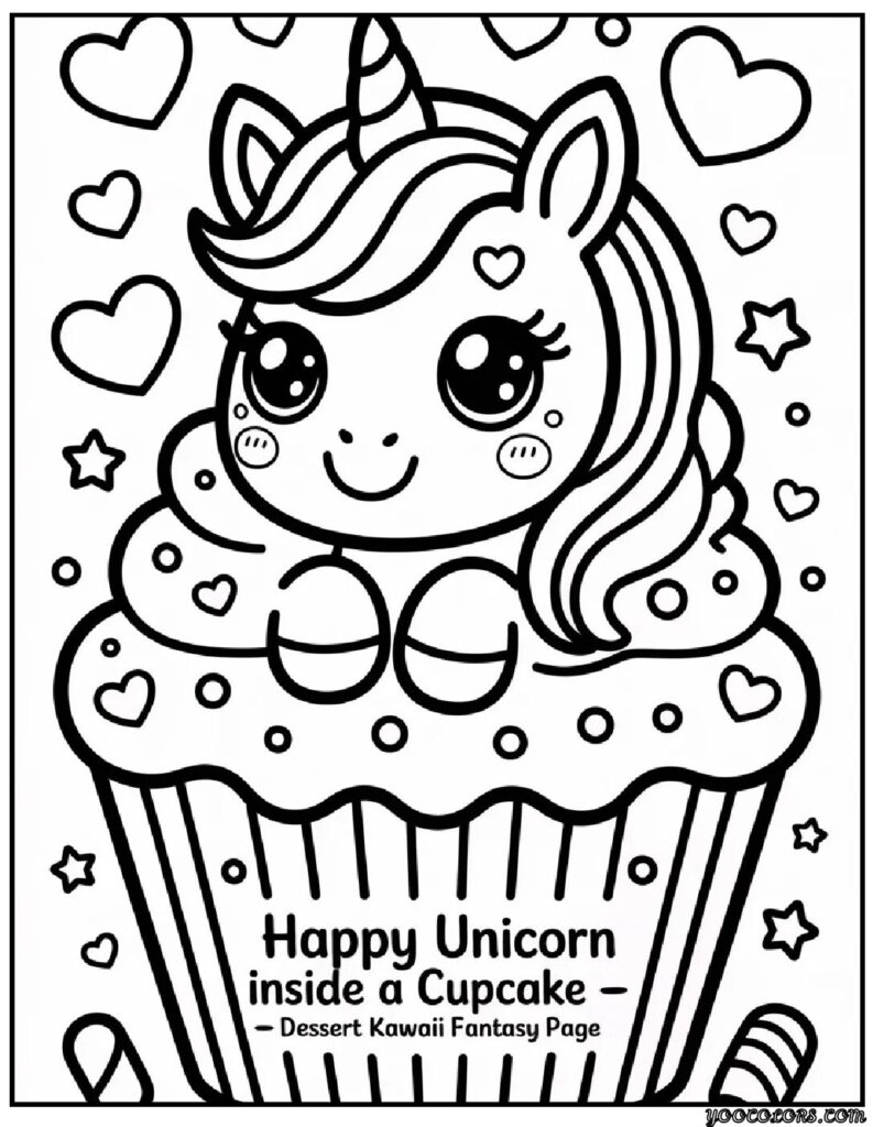 Kawaii unicorn coloring pages 4 pdf