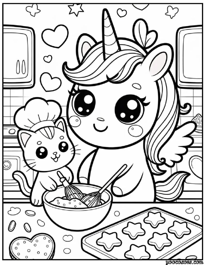 Kawaii unicorn coloring pages 5 pdf
