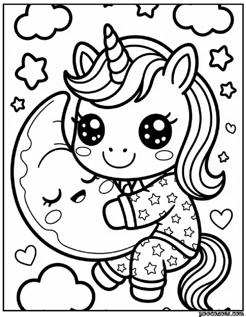 Kawaii unicorn coloring pages 6 pdf