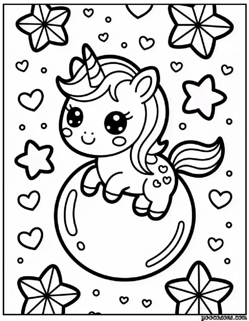 Kawaii unicorn coloring pages 7 pdf
