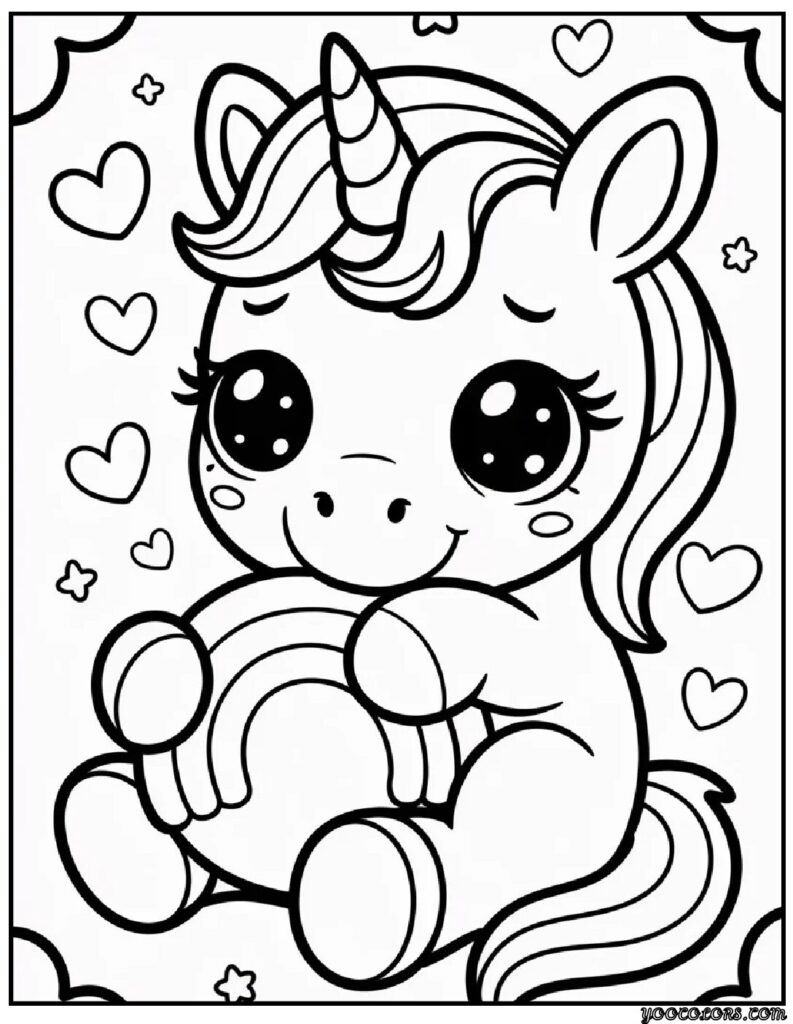 Kawaii unicorn coloring pages 8 pdf