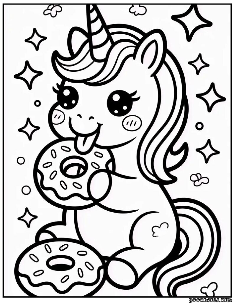 Kawaii unicorn coloring pages pdf