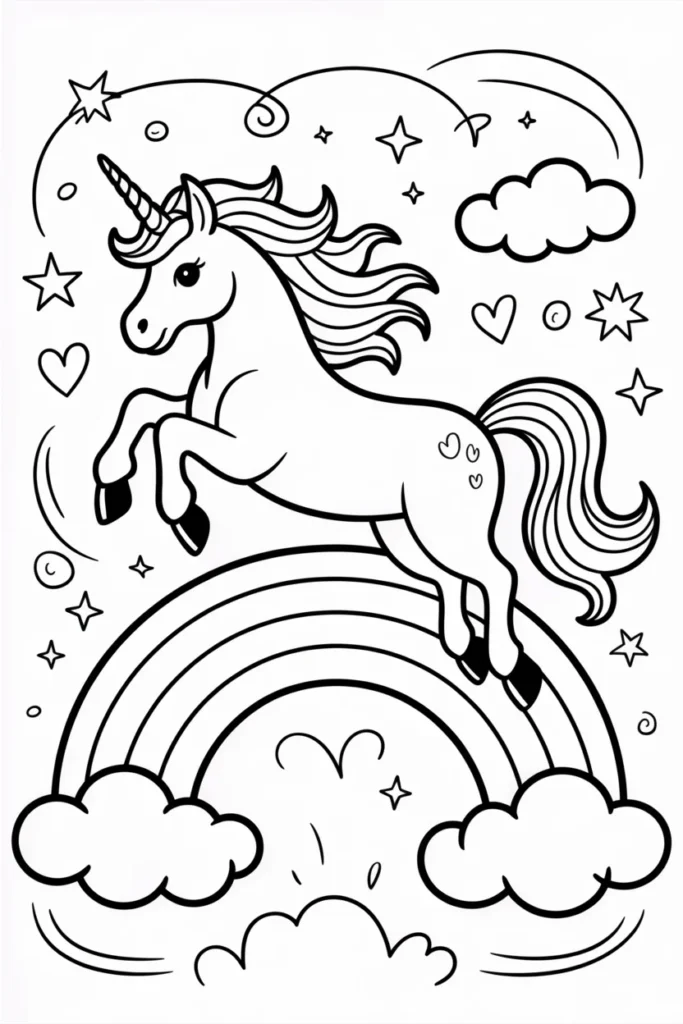 Rainbow and Unicorn Coloring Pages: A Magical Combo Kids Can’t Resist 2 rainbow and unicorn coloring pages