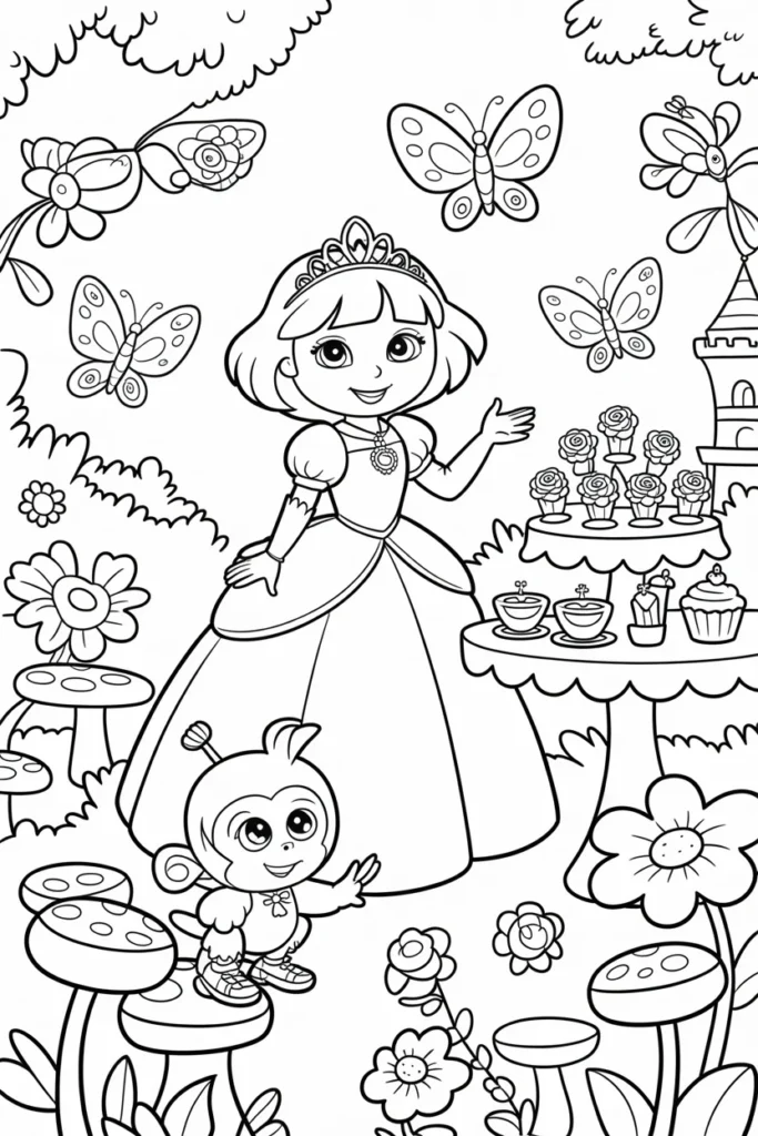 Princess Dora Coloring Pages – Adventure Meets Royal Creativity 1 princess dora coloring pages