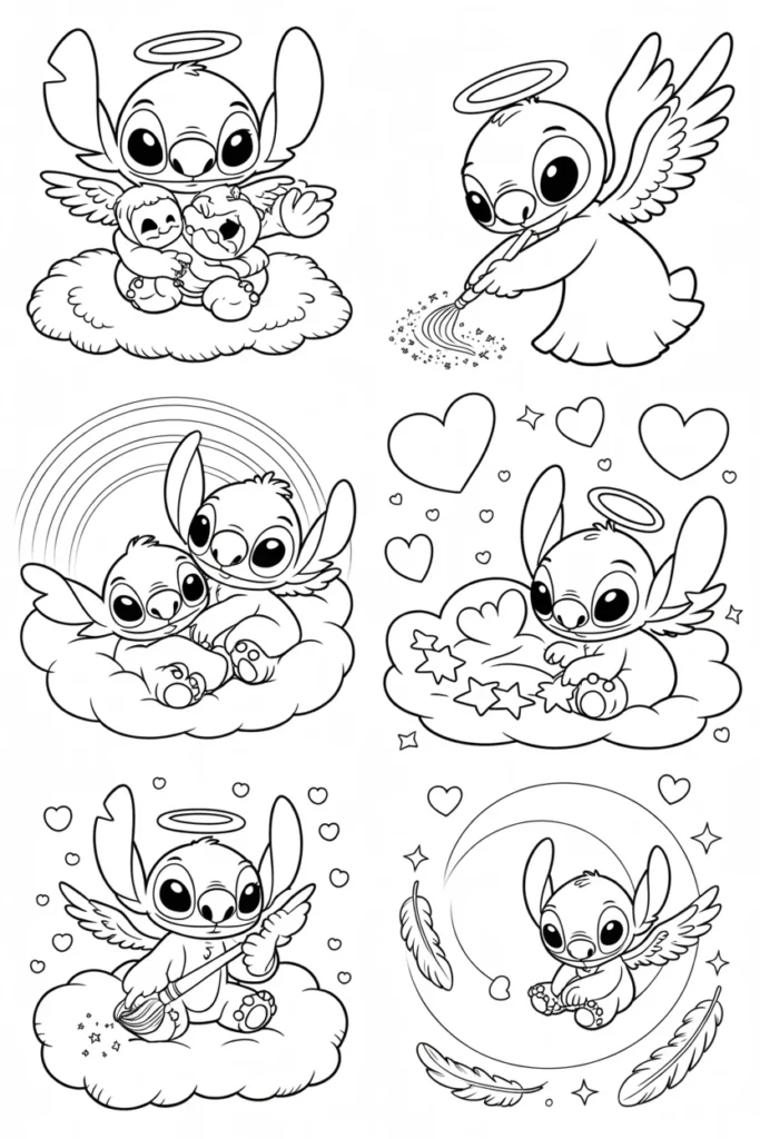 Angel and Stitch Coloring Pages: Free Printables Kids Love 1 Angel and Stitch Coloring Pages