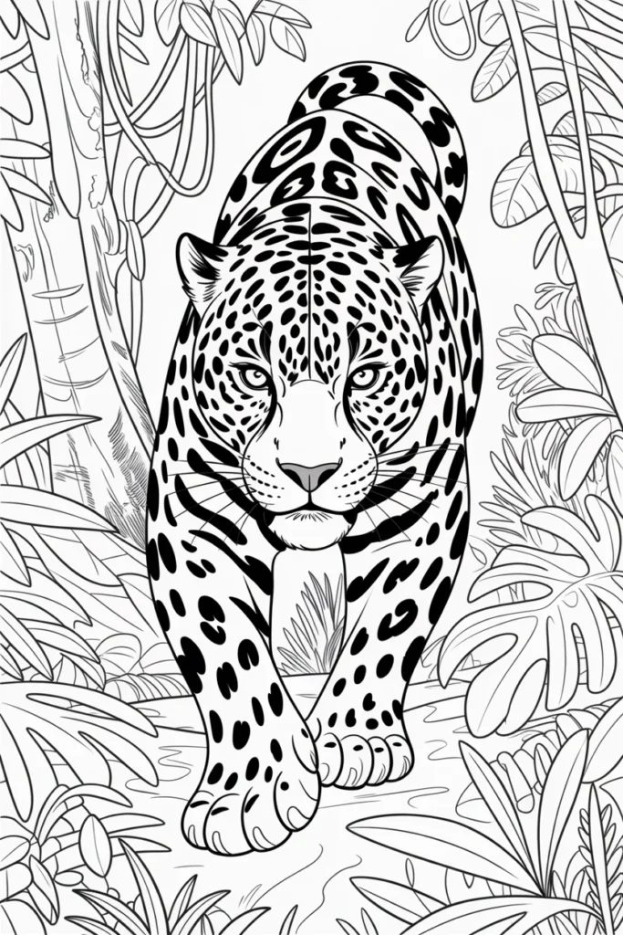 Jaguar Animal Coloring Pages: A Roaring Blend of Art, Relaxation, and Creativity 2 Jaguar Animal Coloring Pages