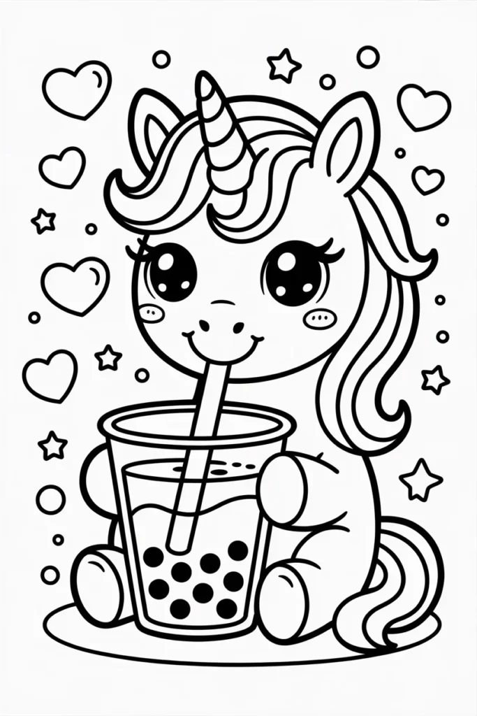 kawaii unicorn coloring pages