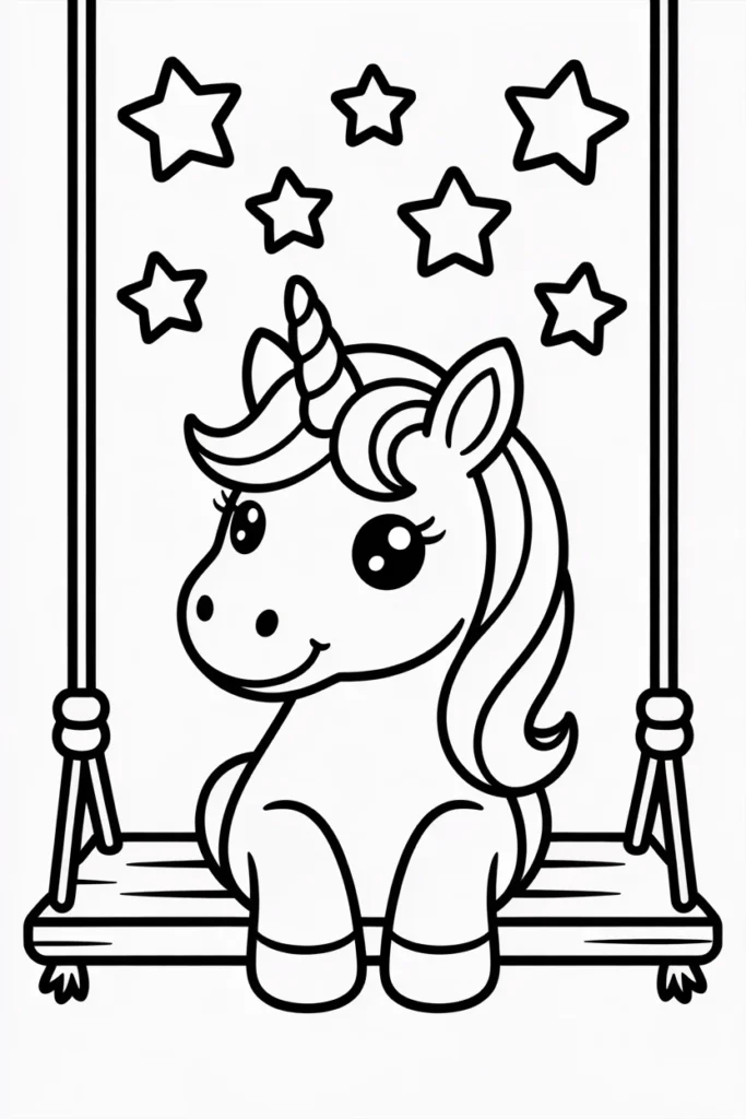 Unicorn Coloring Pages Easy