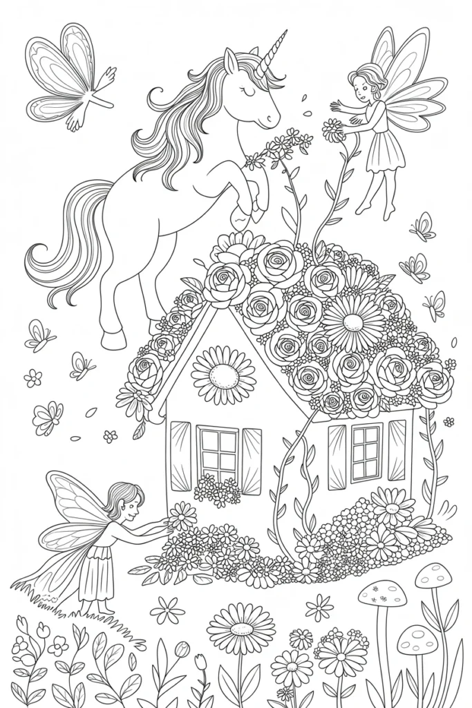 Fairy and Unicorn Coloring Pages: Magical Adventures in Every Stroke 2 Fairy and Unicorn Coloring Pages