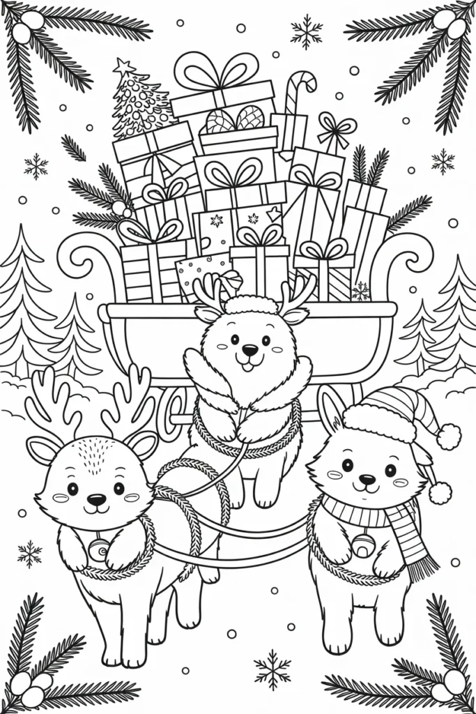 Animal Coloring Pages Christmas
