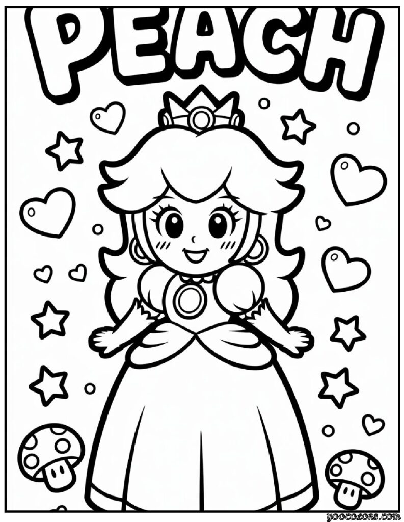 Coloring Pages of Princess Peach – Free Printable Royal Fun for Kids and Families 3 coloring pages of princess peach 9 pdf