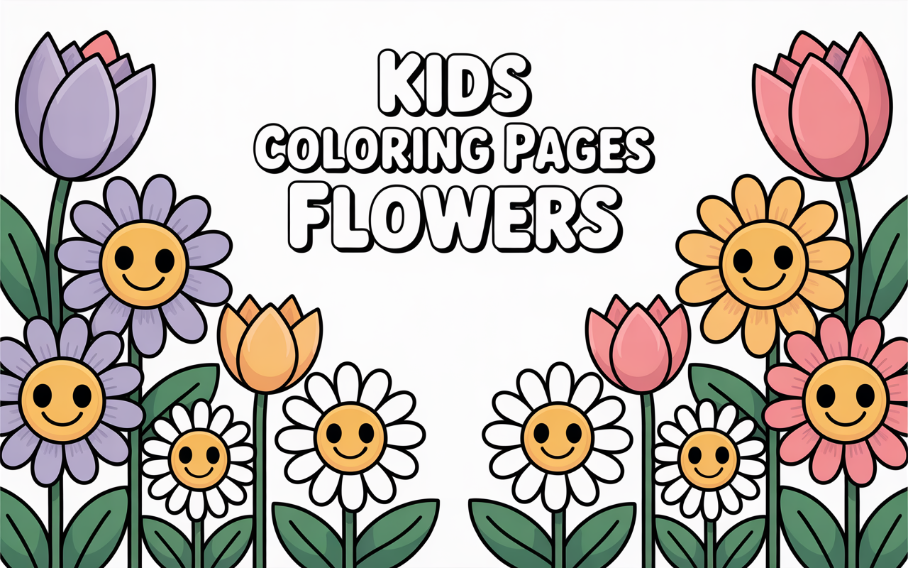 10 Kids Coloring Pages Flowers Free PDF Printables