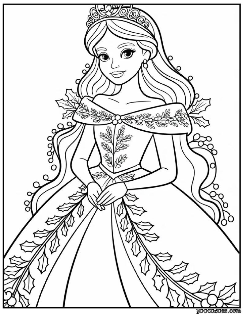 Princess Coloring Pages Christmas: Magical Holiday Art for Kids Who Love Fairytales 11 princess coloring pages christmas 10 pdf