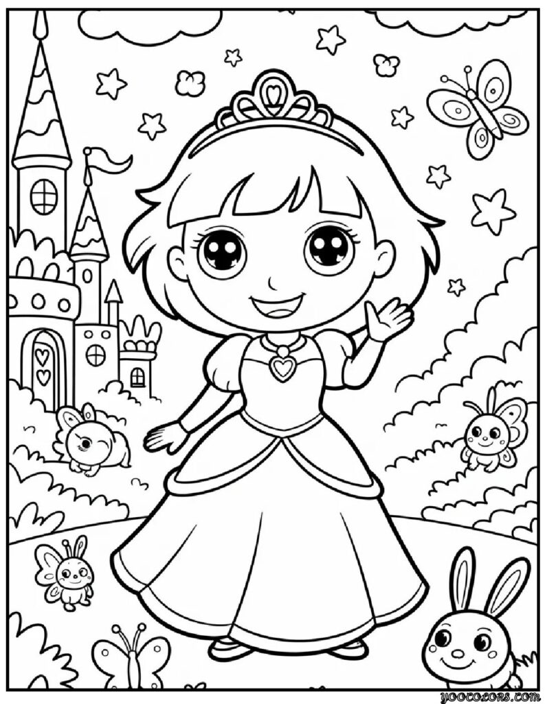 Princess Dora Coloring Pages – Adventure Meets Royal Creativity 2 princess dora coloring pages 1 pdf