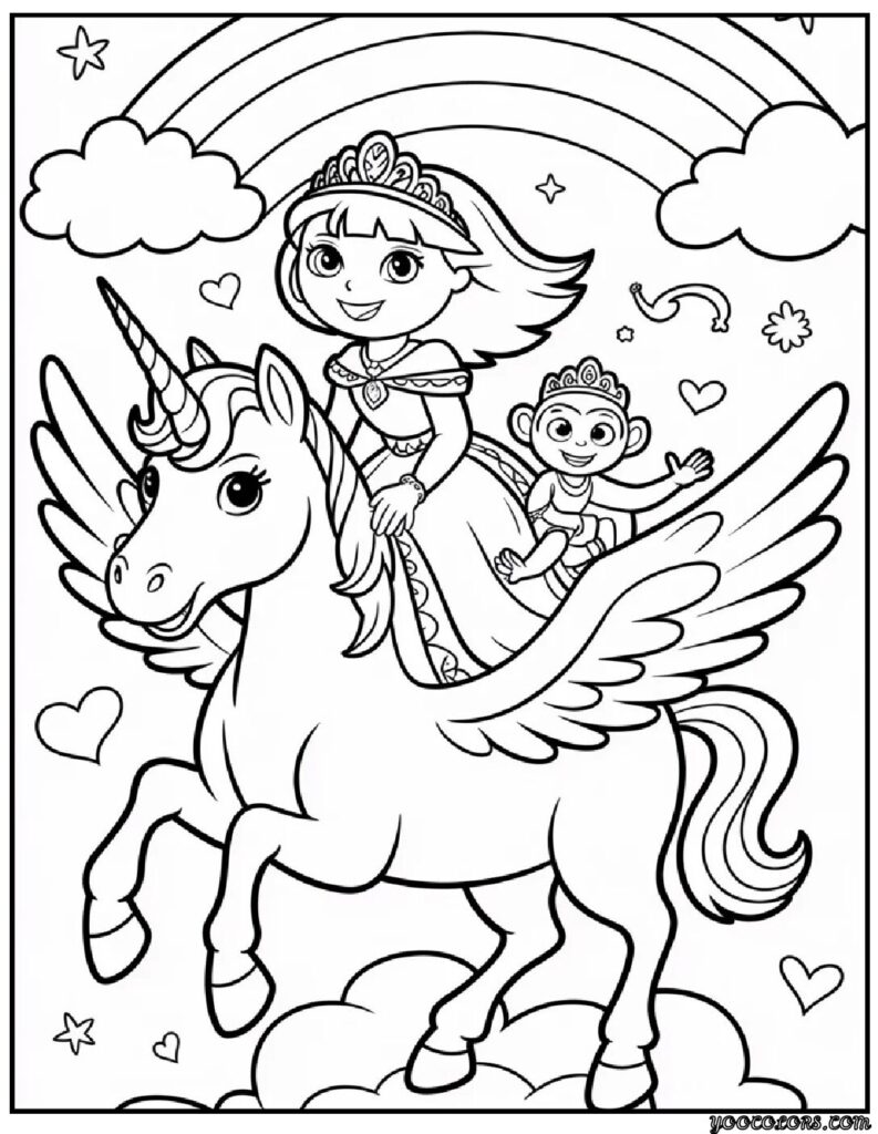 Princess Dora Coloring Pages – Adventure Meets Royal Creativity 7 princess dora coloring pages 4 pdf
