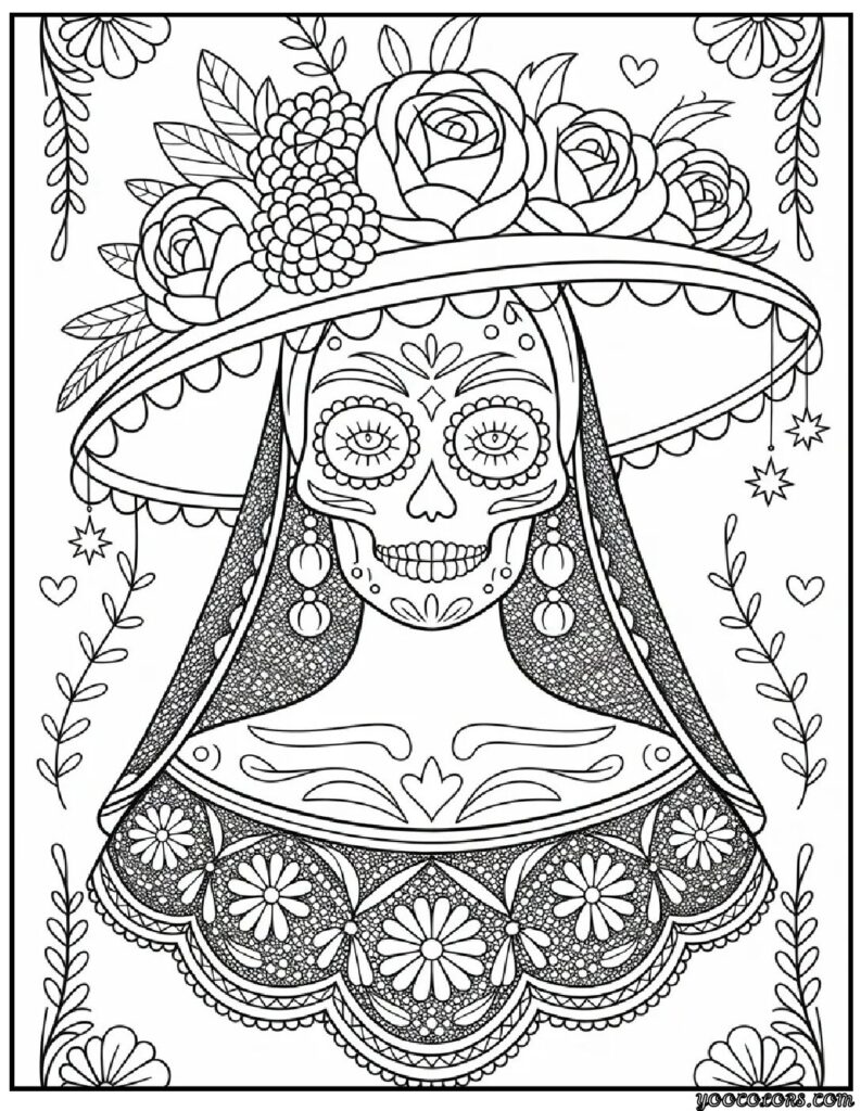Sugar Skull Coloring Pages: Printable PDFs for Every Artist 3 sugar skull coloring pages 8 pdf