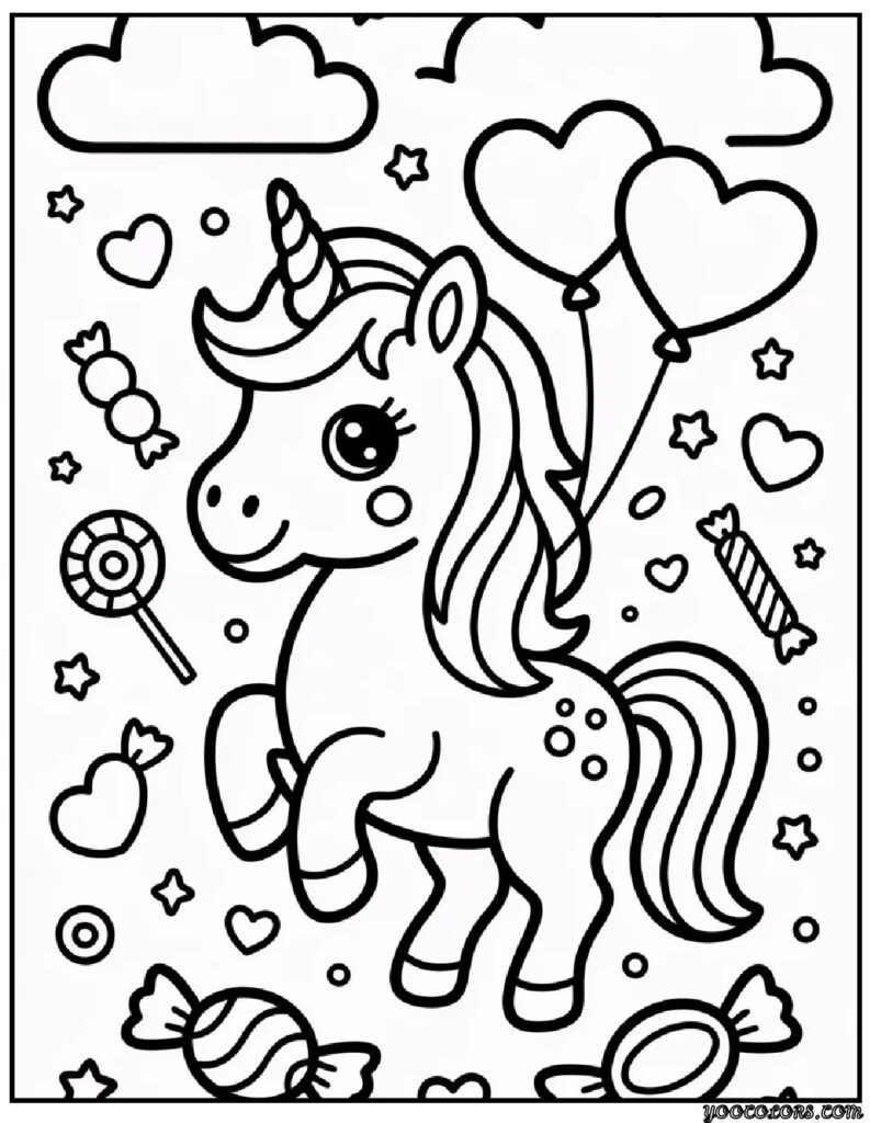 unicorn coloring pages cute 5 pdf