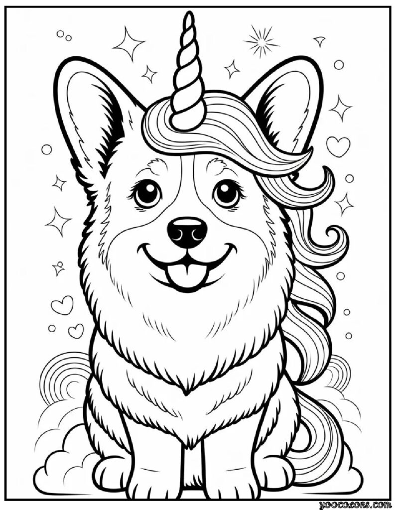 Unicorn Dog Coloring Pages: Whimsical Prints That Kids (and Grown-Ups) Love 5 unicorn dog coloring pages 8 pdf
