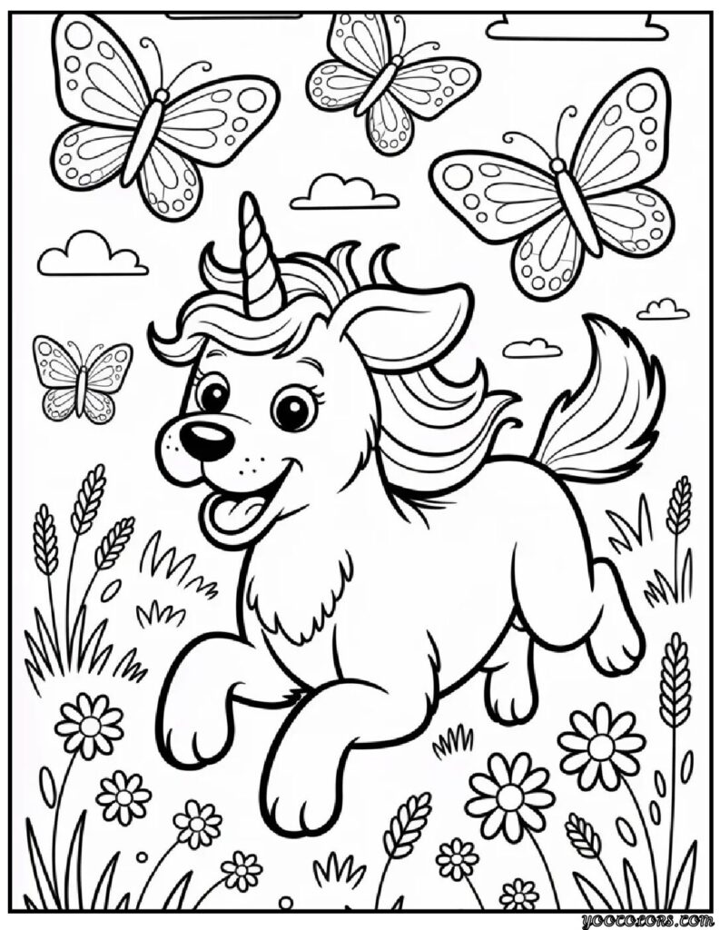 Unicorn Dog Coloring Pages: Whimsical Prints That Kids (and Grown-Ups) Love 3 unicorn dog coloring pages pdf