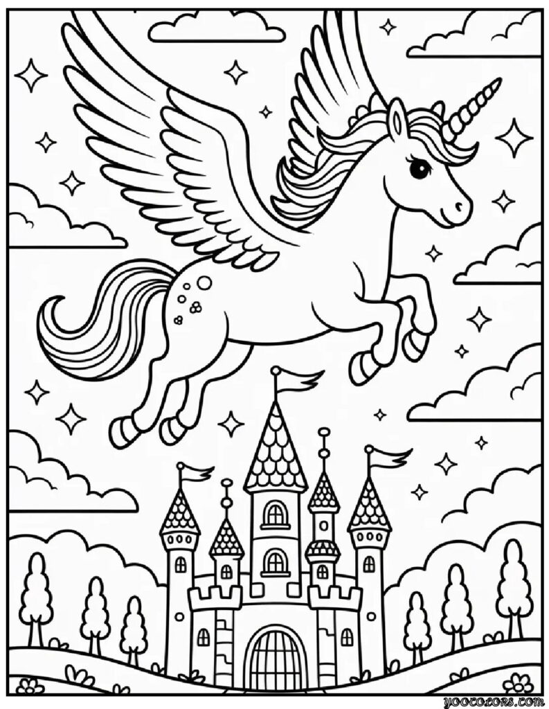 Unicorn with Wings Coloring Pages: Magical Fun for Kids and Adults Alike 10 unicorn with wings coloring pages 3 pdf