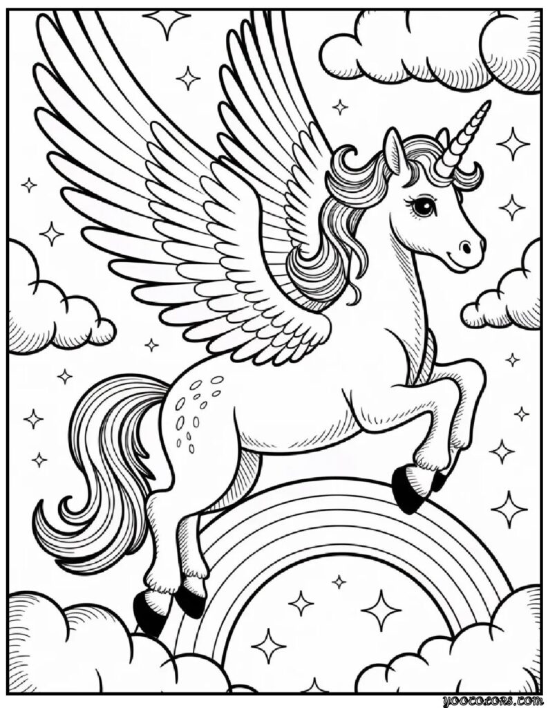 Unicorn with Wings Coloring Pages: Magical Fun for Kids and Adults Alike 8 unicorn with wings coloring pages 5 pdf