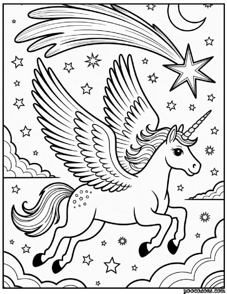 Unicorn with Wings Coloring Pages: Magical Fun for Kids and Adults Alike 11 unicorn with wings coloring pages pdf