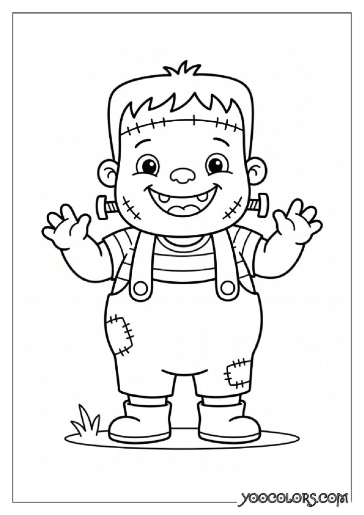 36 Spooky Cute Coloring Pages: Adorable Meets Creepy for Halloween & Beyond 3 Baby Frankenstein monster smiling 2K 202608181711 pdf