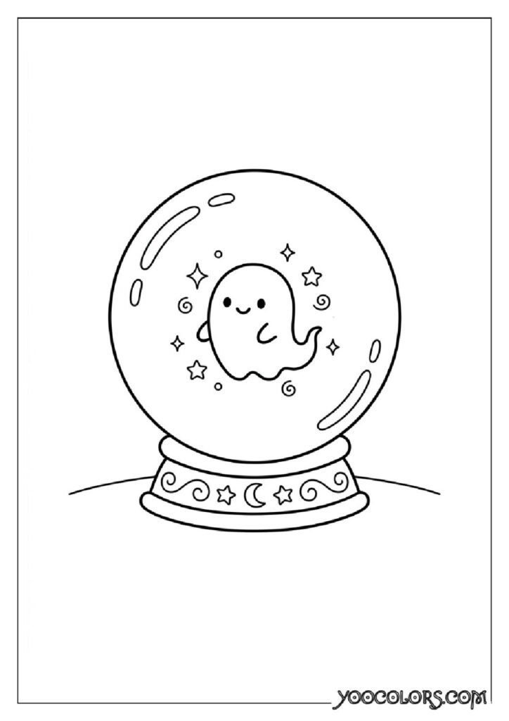 36 Spooky Cute Coloring Pages: Adorable Meets Creepy for Halloween & Beyond 7 Crystal ball showing smiling ghost 202608181635 pdf