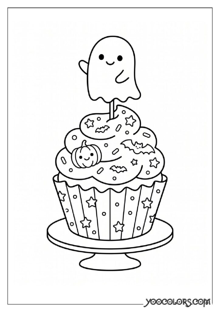 36 Spooky Cute Coloring Pages: Adorable Meets Creepy for Halloween & Beyond 10 Cupcake with ghost topper 2K 202608181637 1 pdf