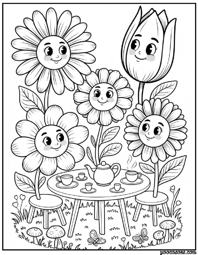 Cute Coloring Pages of Flowers: Simple, Sweet, and So Relaxing 8 Cute Coloring Pages of flowers 5 pdf
