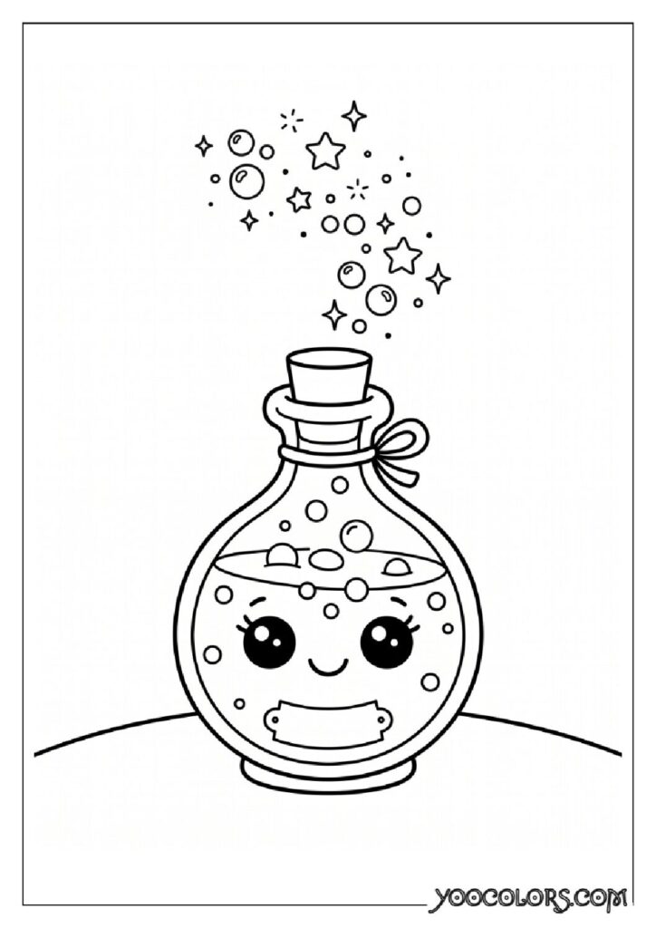 36 Spooky Cute Coloring Pages: Adorable Meets Creepy for Halloween & Beyond 15 Potion bottle with eyes sparkling 202608181709 pdf