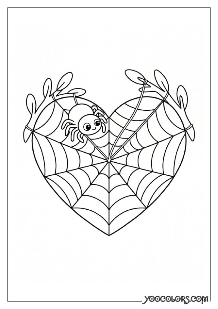 36 Spooky Cute Coloring Pages: Adorable Meets Creepy for Halloween & Beyond 19 Spider spinning heart web 2K 202608181712 pdf