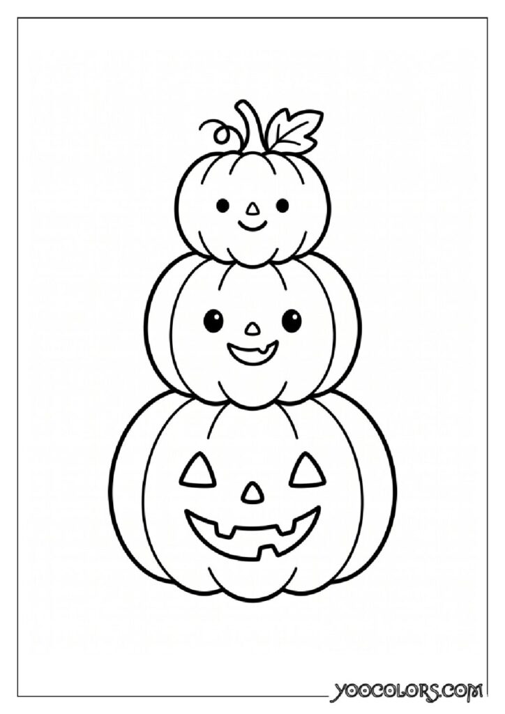 36 Spooky Cute Coloring Pages: Adorable Meets Creepy for Halloween & Beyond 22 Stacked smiling jack o lanterns 202608181707 pdf