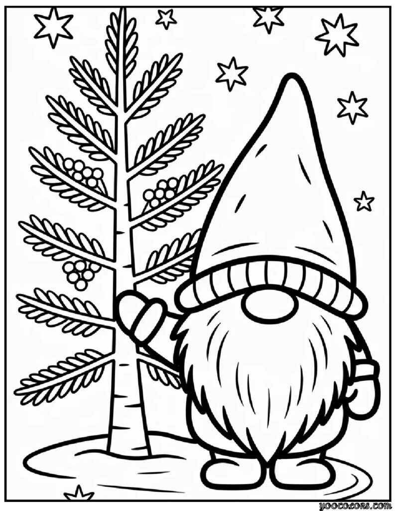 Winter Gnome Coloring Pages for Cozy, Whimsical Winter Days 3 WINTER GNOME COLORING PAGES 9 pdf