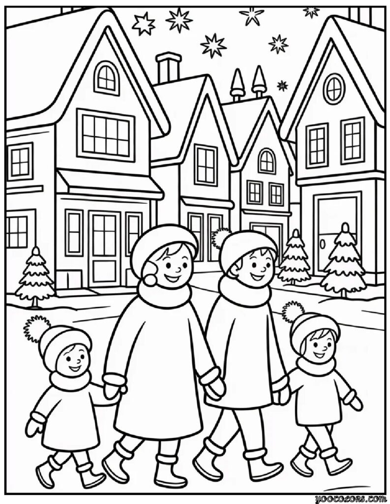Winter Village Coloring Pages – Build Your Own Snowy Little Town 8 WINTER VILLAGE COLORING PAGES 5 pdf