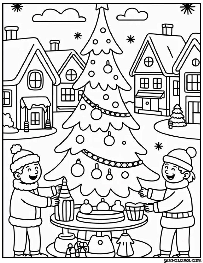 Winter Village Coloring Pages – Build Your Own Snowy Little Town 5 WINTER VILLAGE COLORING PAGES 6 pdf