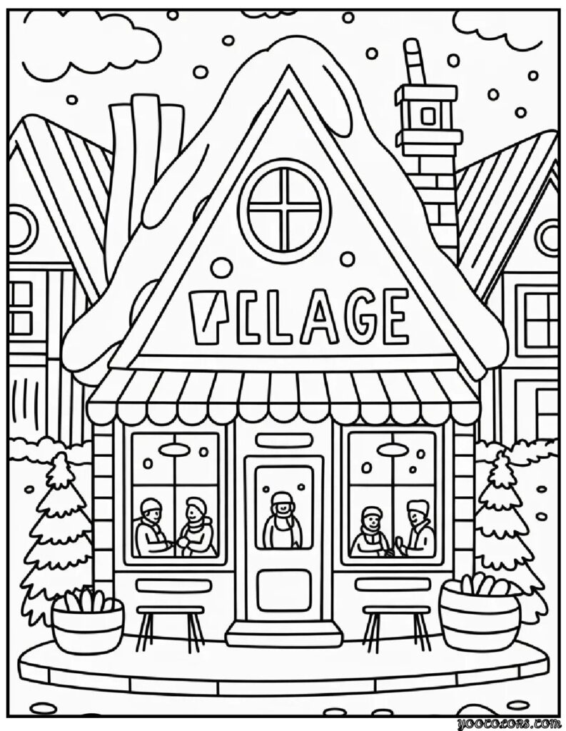 Winter Village Coloring Pages – Build Your Own Snowy Little Town 6 WINTER VILLAGE COLORING PAGES 7 pdf