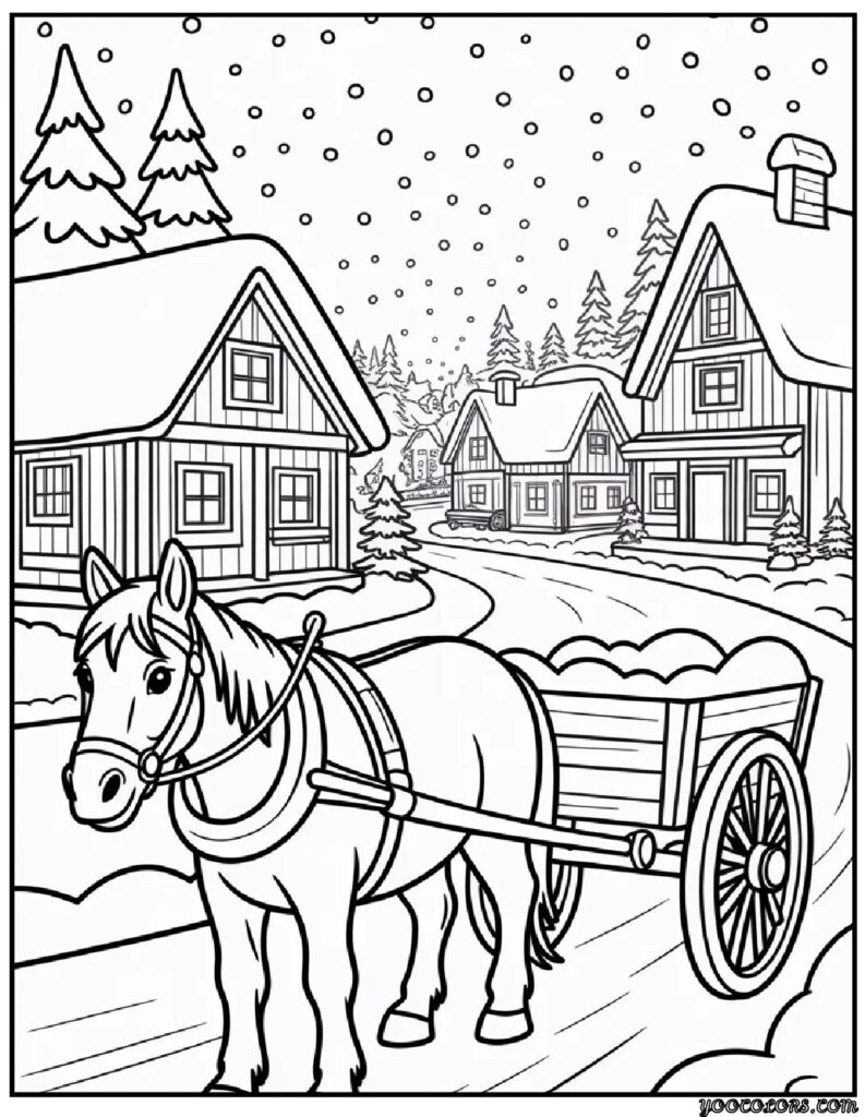 Winter Village Coloring Pages – Build Your Own Snowy Little Town 3 WINTER VILLAGE COLORING PAGES 8 pdf